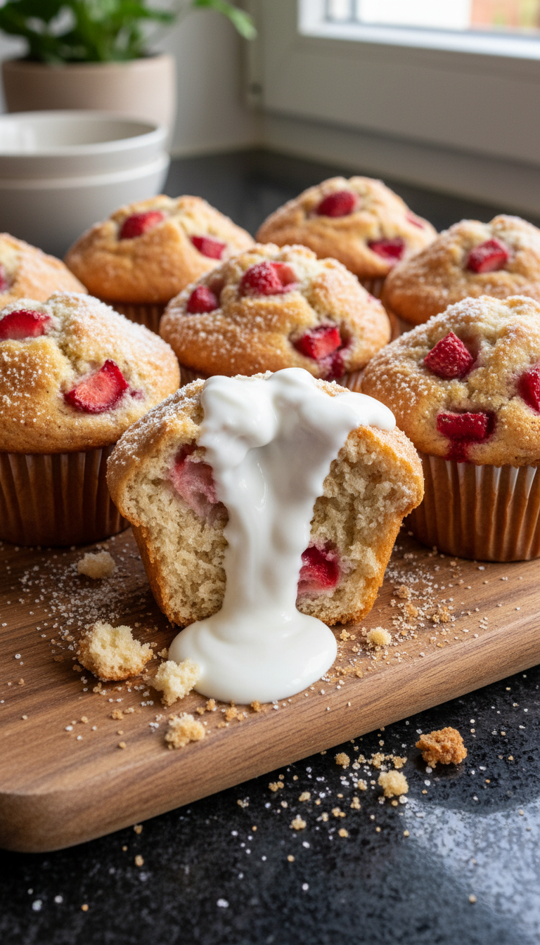 Saftige Erdbeer Muffins mit Joghurt