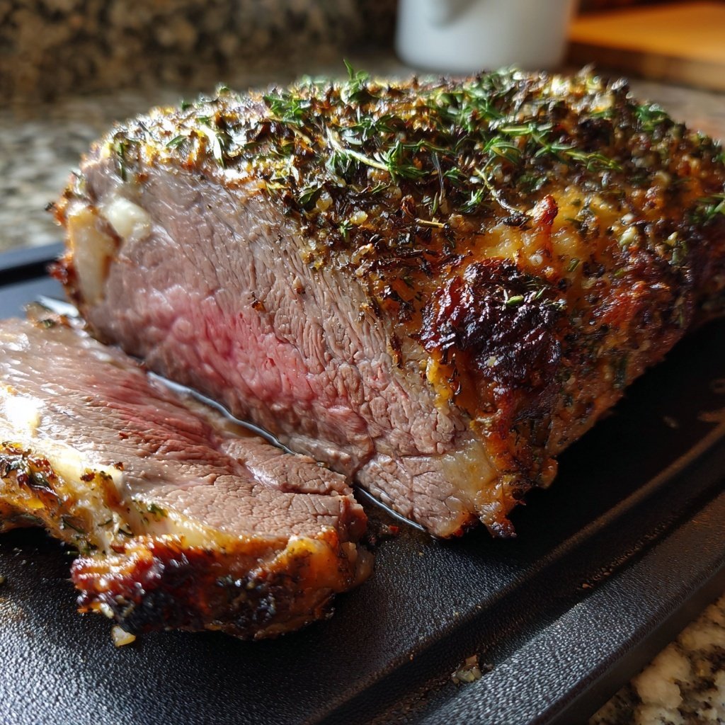 Prime Rib mit Knoblauch Kräuter Kruste