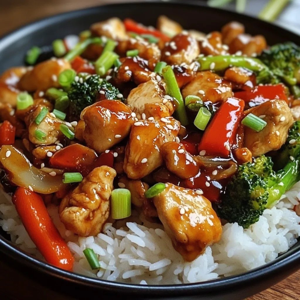 Chinesische Hähnchenpfanne mit Reis