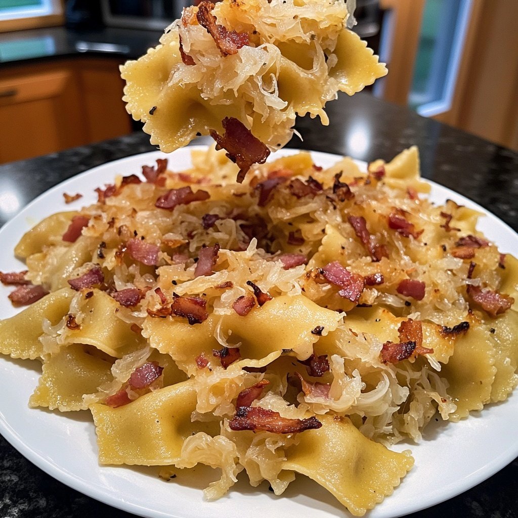 Schupfnudeln mit Sauerkraut und Speck