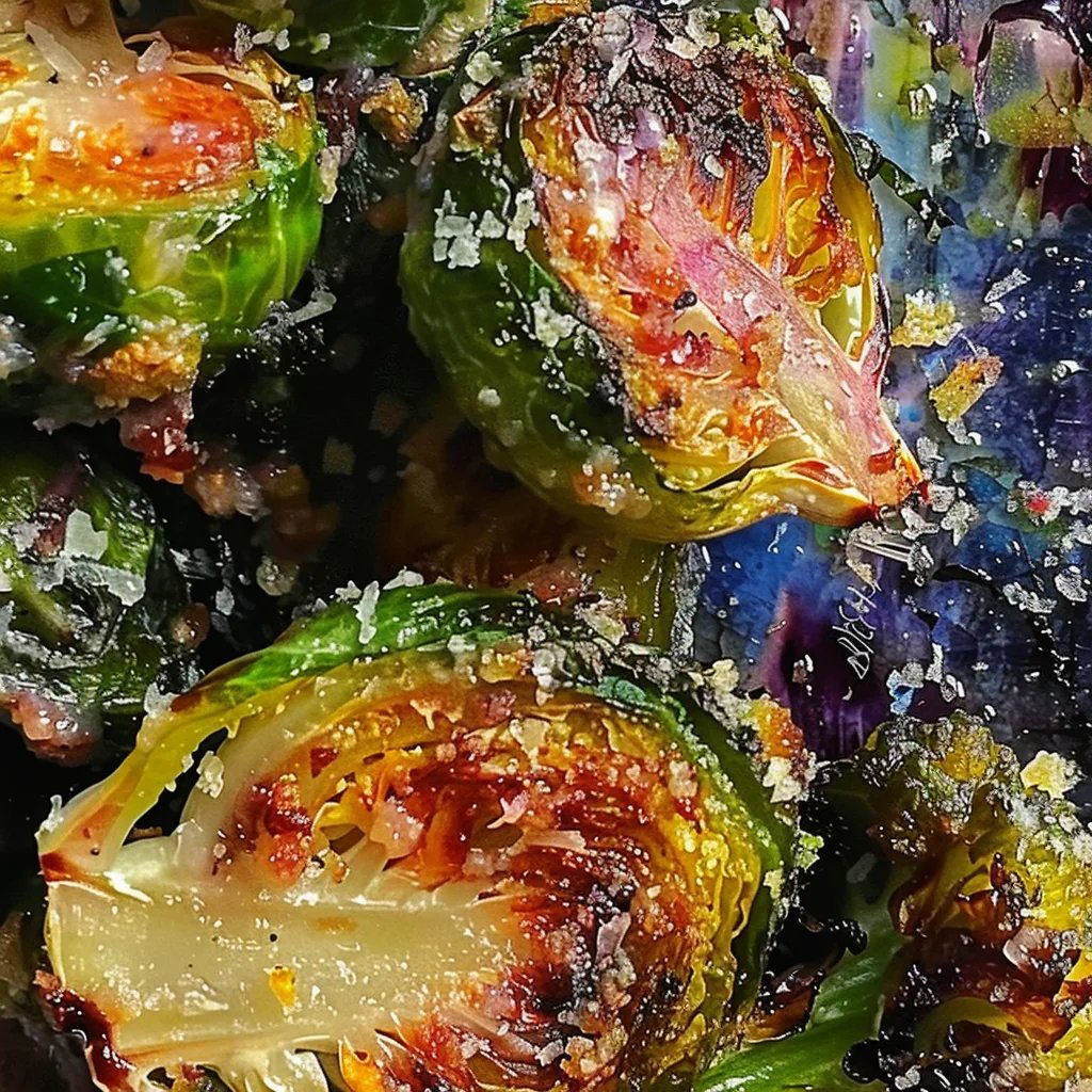 Knusprige Knoblauch Parmesan Rosenkohl