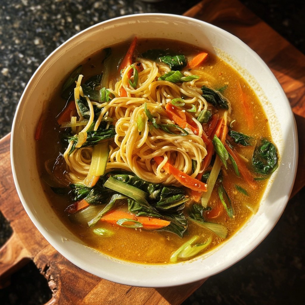 Schnelle vegetarische Ramen mit Ingwer