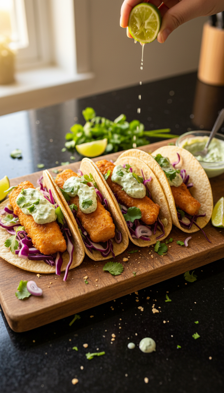 Koriander Limetten Aioli Fisch Tacos