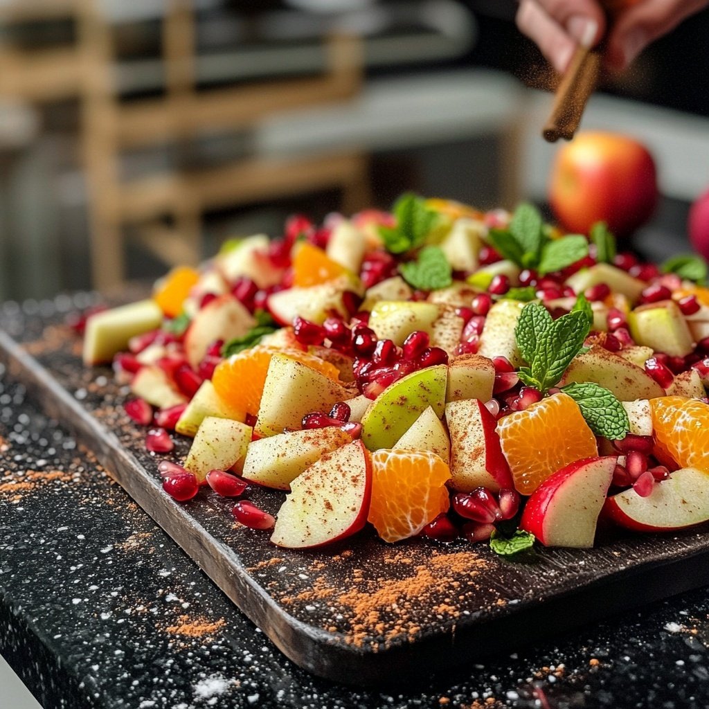 Weihnachtlicher Obstsalat mit Zimt und Vanille