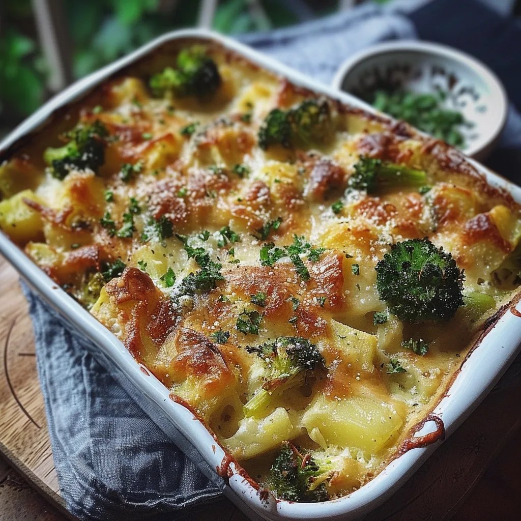 Kartoffel-Brokkoli-Rosenkohl Auflauf