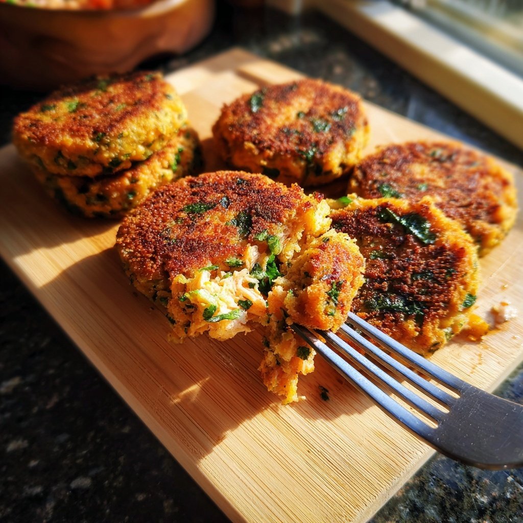 Knusprige Lachs- und Gemüse-Puffer
