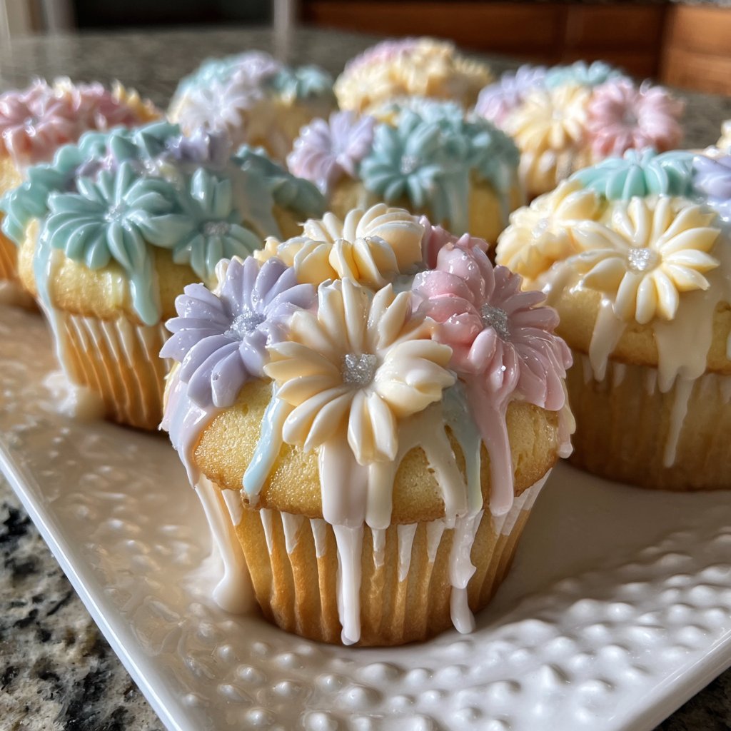 Delicate Pastel Flower Cupcakes
