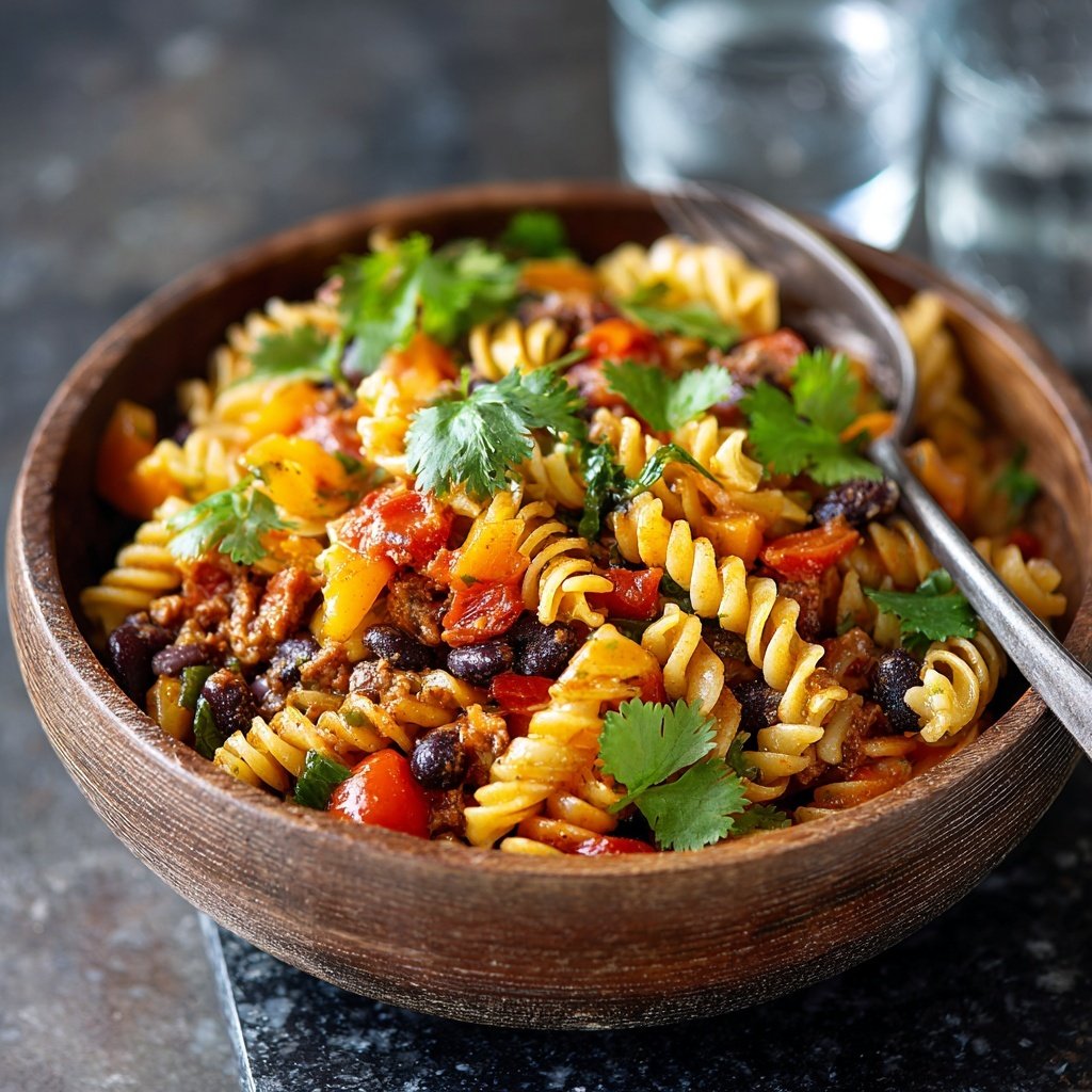Taco-Pasta-Salat mit Bohnen