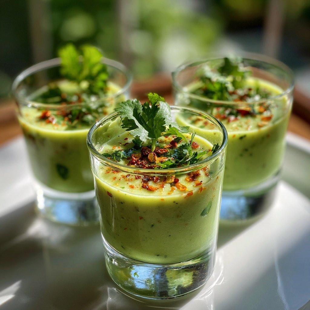 Gekühlte Avocado Suppe Shots