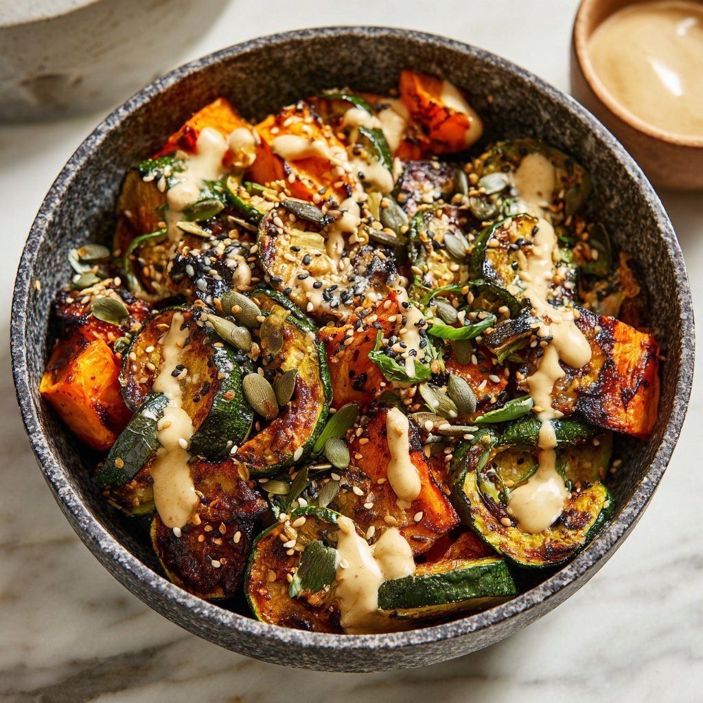 Geröstete Gemüsebowls Grüner Tahini