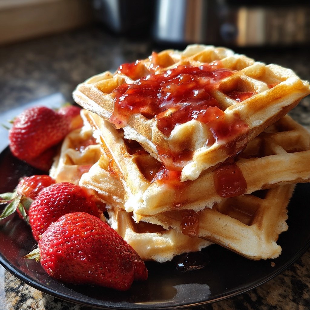 Waffeln mit Erdbeerkompott