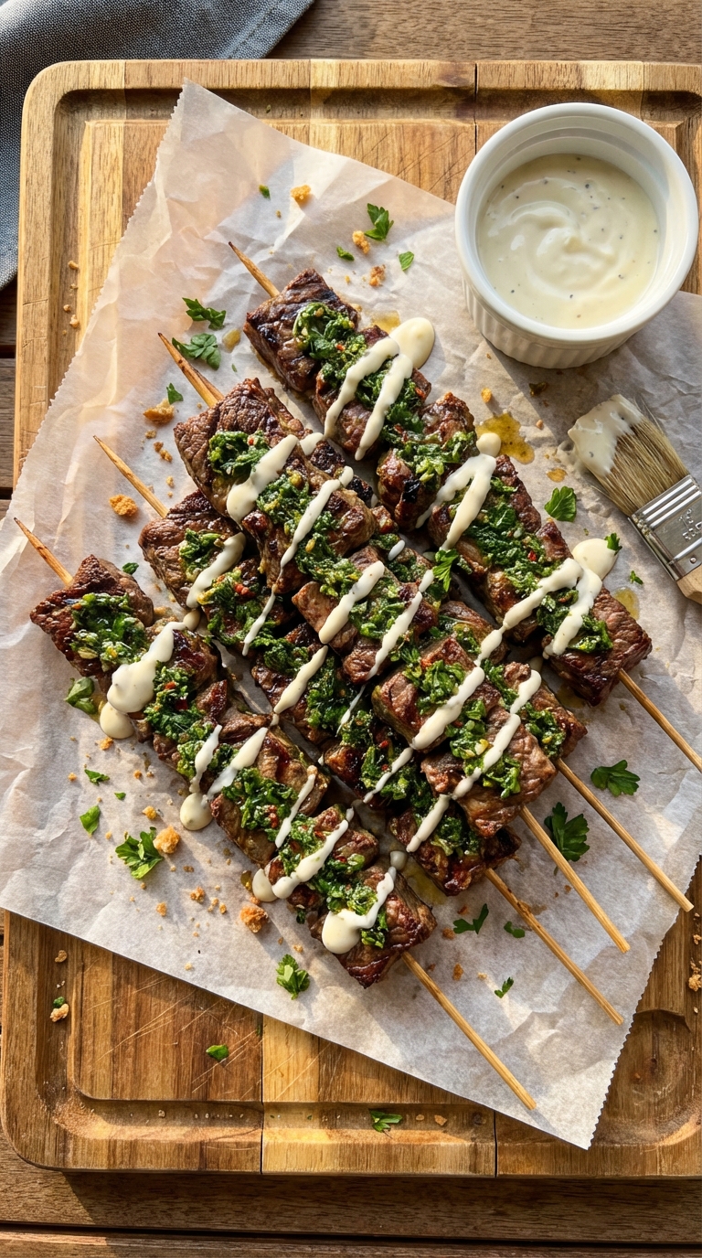 Chimichurri Rind Spieße mit Aioli