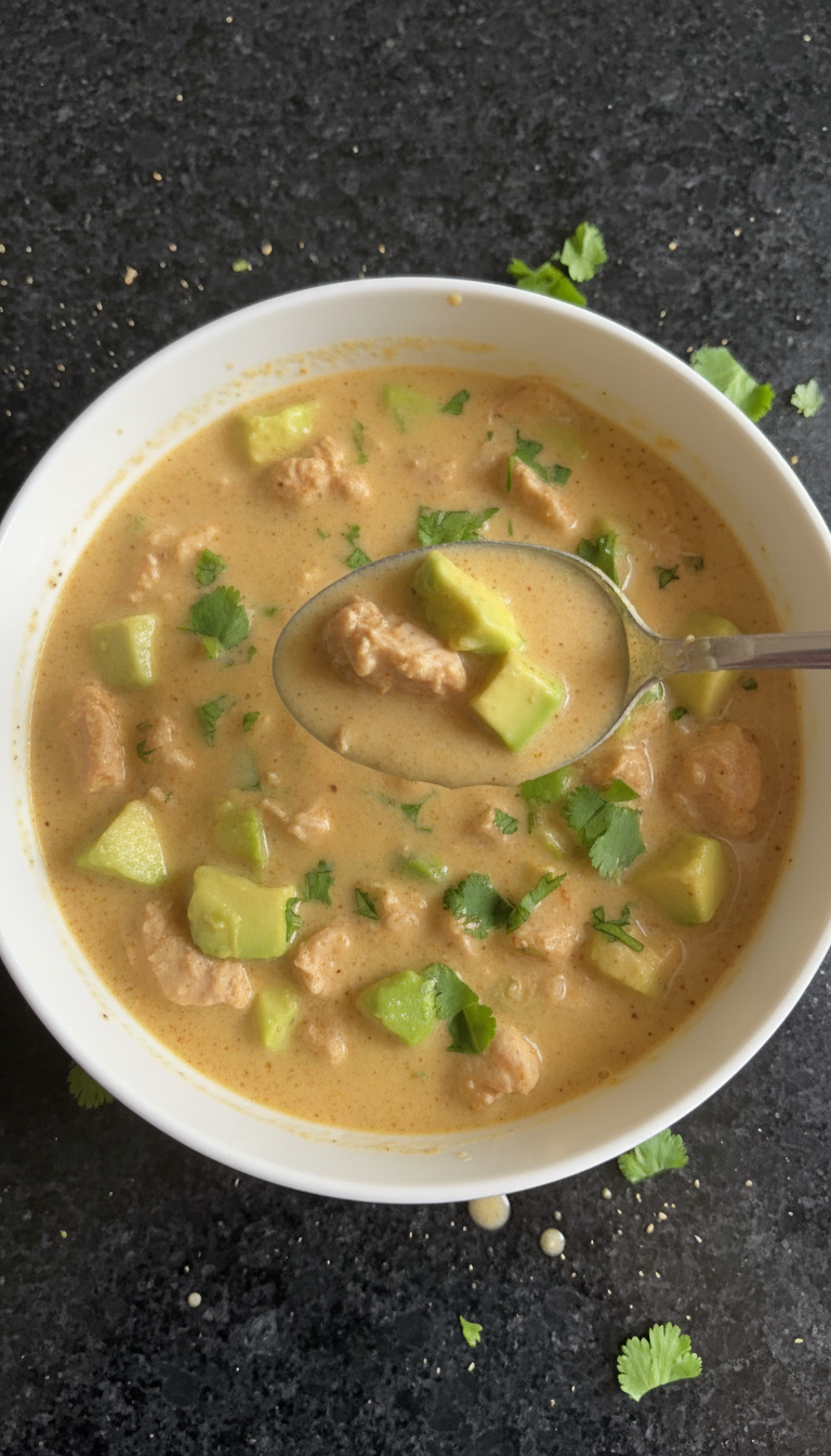 Gewürzte Hähnchen Avocado Suppe