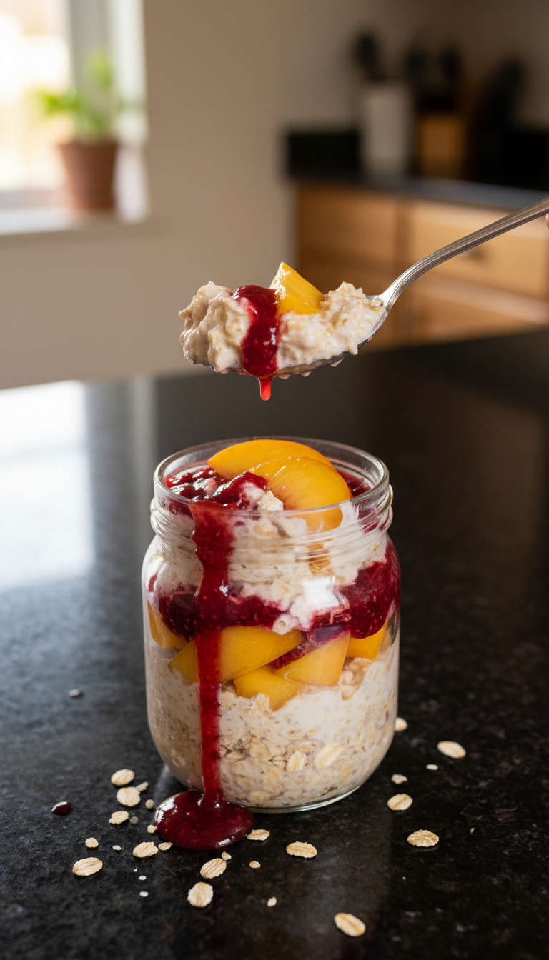 Pfirsich Melba Overnight Oats