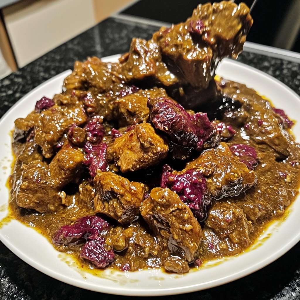 Hirschgulasch mit Preiselbeerjus